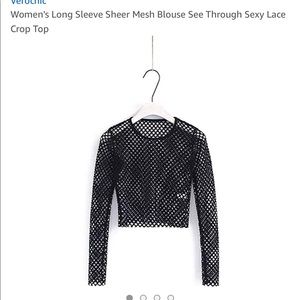 Long sleeve sheer crop top